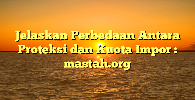 Jelaskan Perbedaan Antara Proteksi dan Kuota Impor : mastah.org